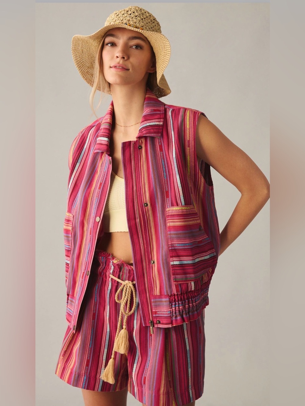 By Anthropologie Striped Utility Vest